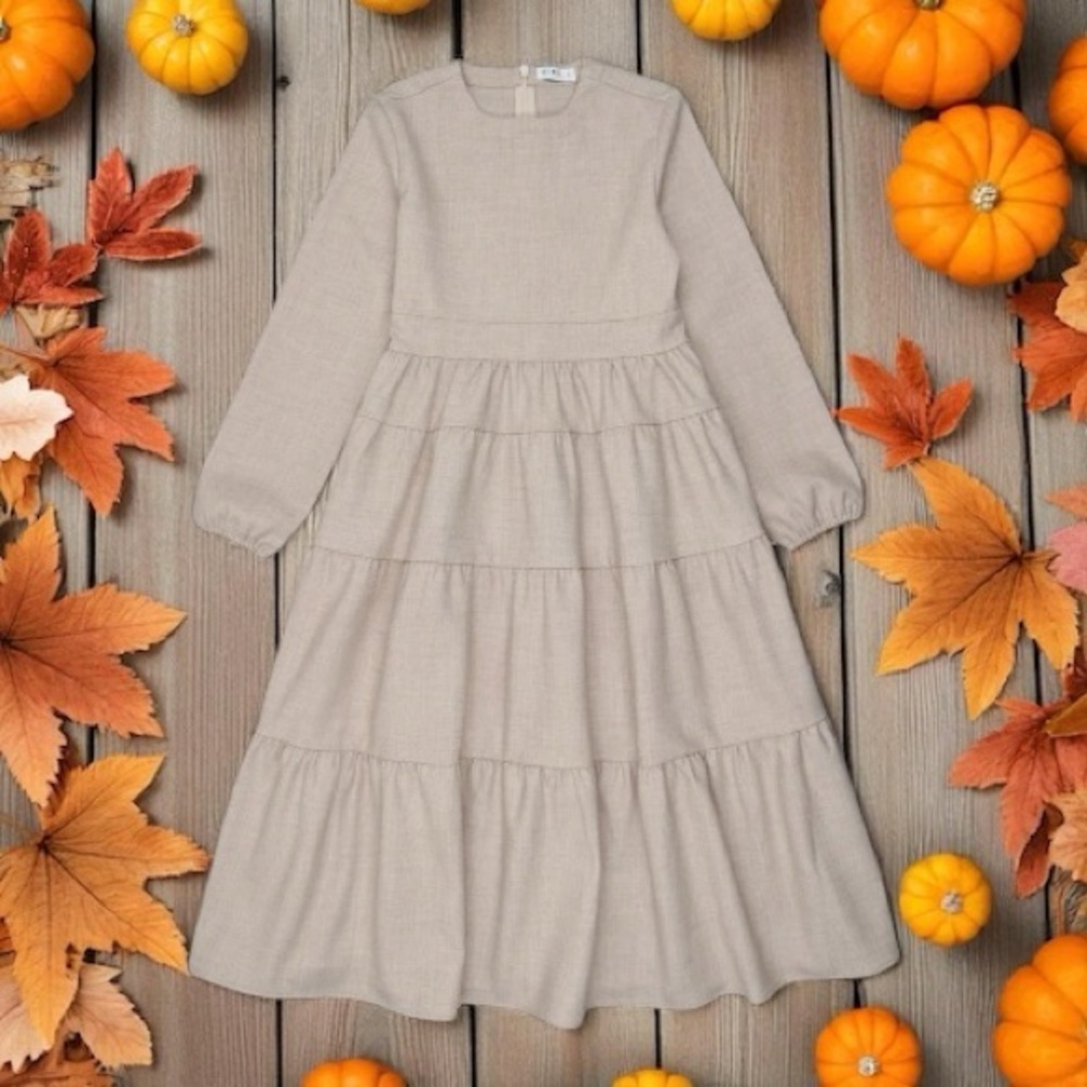 Coco Blanc Oatmeal Midi Dress Size 14